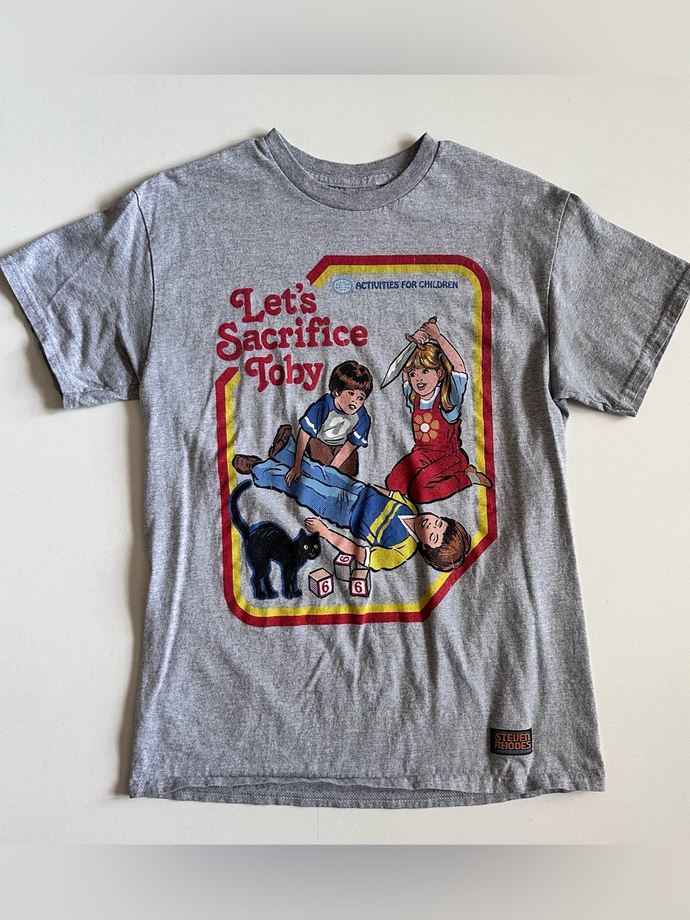 Steven Rhodes Let's Sacrifice Toby Graphic Tee Gray Medium